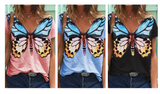 Women's Plus Size Butterfly Print Short Sleeve T-Shirt (10)